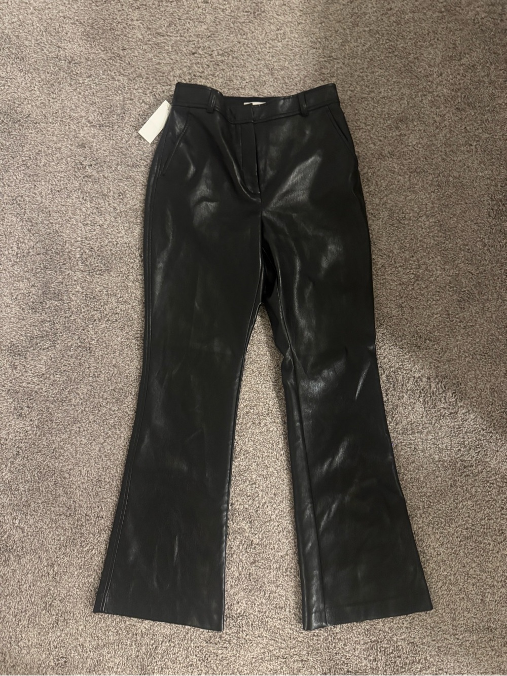 Aritzia Black Faux Leather Flare Jeans